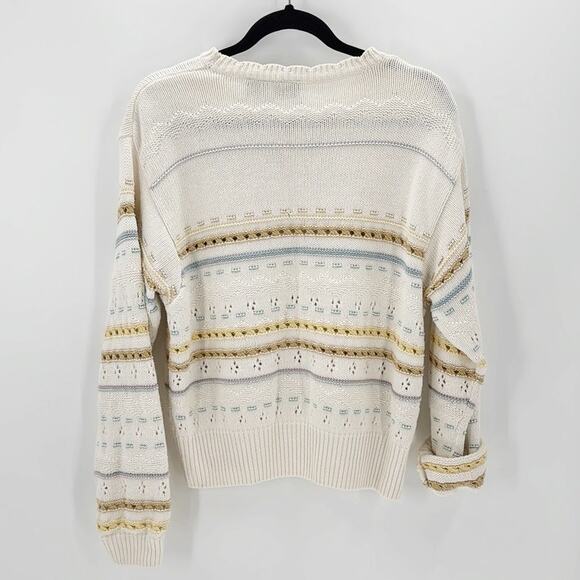 Vintage Liz Claiborne sport linen cotton blend open knit sweater size S 80s - Picture 2 of 6